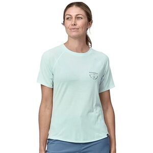 Patagonia Women's Cool Capilene Trail Graphic wispy Green Short Sleeve Tee Small